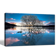 Tree in Lake Reflection Impressão giclée / Paisagem Canvas Wall Art para Decoração para casa / sunset Cenário Canvas Artwork